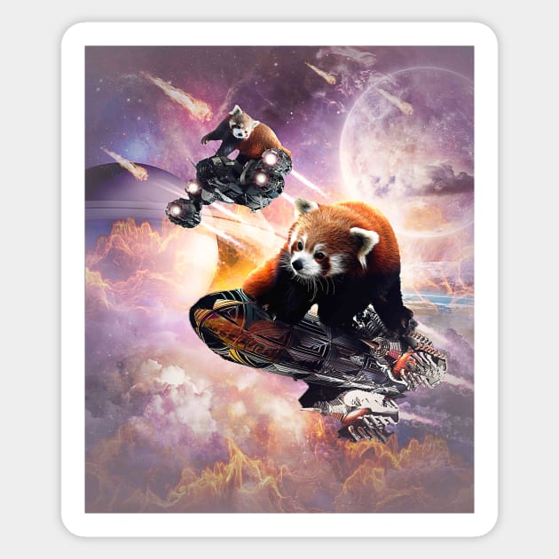 Galaxy Red Panda In Space Sticker by Random Galaxy